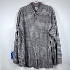 LL Bean Heavy Cotton Traditional Fit Green Plaid Long Sleeve Button Up Size XXL